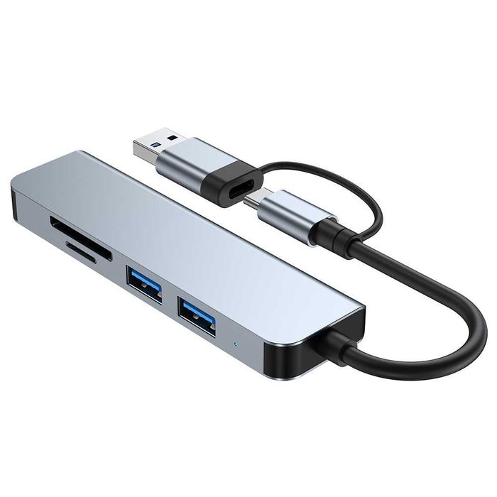 HUB ADAPTER PRZEJŚCIÓWKA USB-C 5w1 3xUSB 3.0 czytnik kart microSDHC
