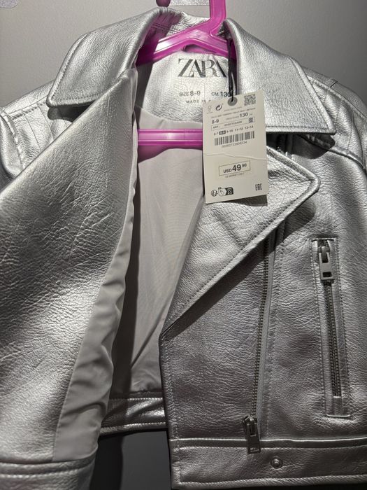 Кожаная курточка для девочки 130 см