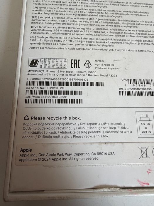 Bateria 99% iPhone 16 Pro 256gb Black Titanium