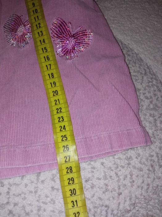 Liliowa fioletowa sztruksowa spódniczka z motylkami 98-104