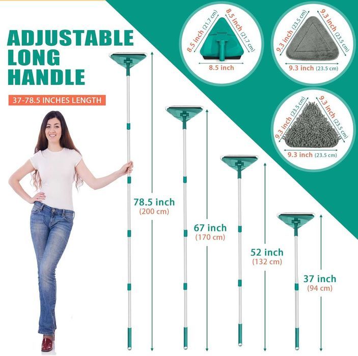 Mop trójkątny do sufitów ścian podłóg mop teleskopowy