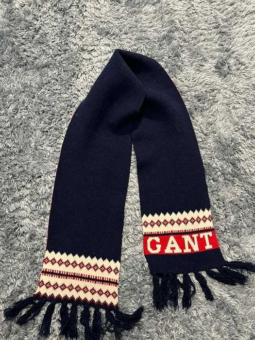 GANT Wełniany Szalik Granatowy