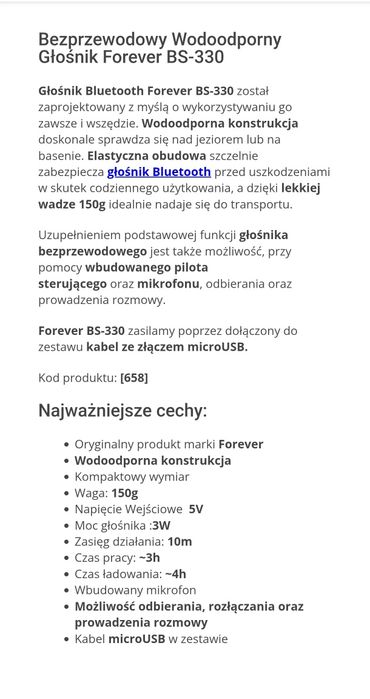 Głośnik wodoodporny bluetooth.