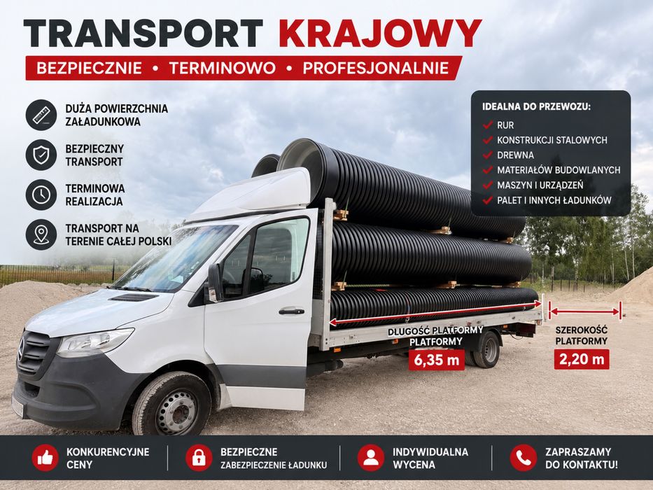 Transport krajowy – platforma 6,35 m × 2,20 m | Przewóz długich i gabarytowych ładunków