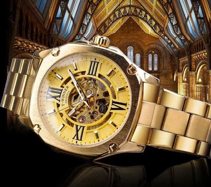 Чоловічий механічний наручний годинник механические часы Skeleton