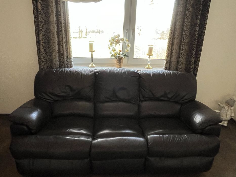 Komplet wypoczynkowy meble zestaw skora naturalna