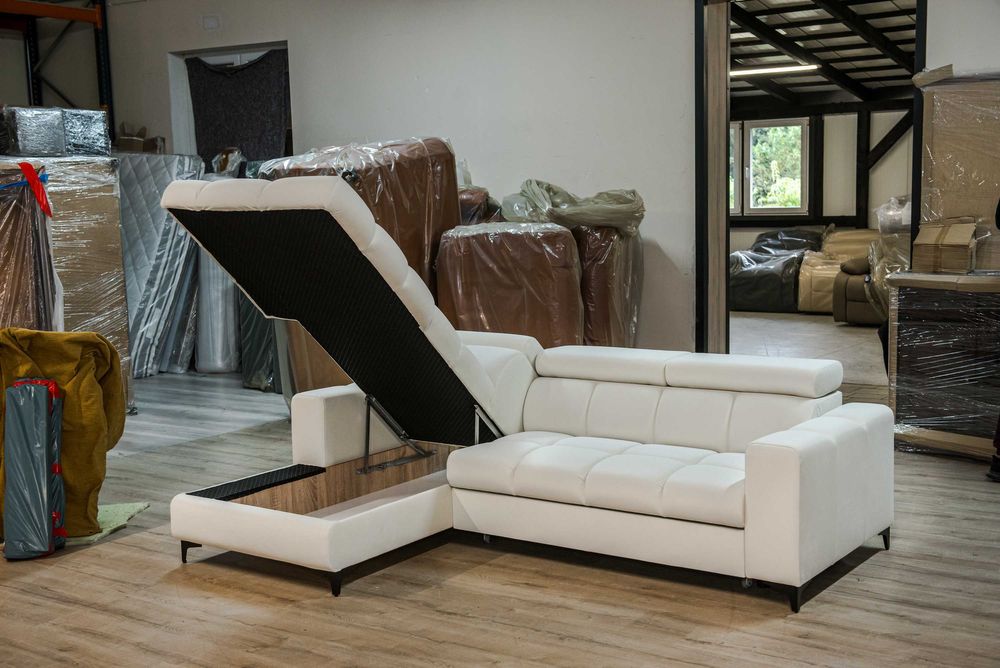 Narożnik Cloi  funkcja spania, schowek na pościel dostępny od ręki