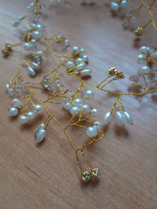 Złota ozdoba do fryzury ślubnej, dla Pani młodej