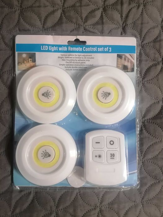 Zestaw 3 lamp LED z pilotem – dotykowe + timer