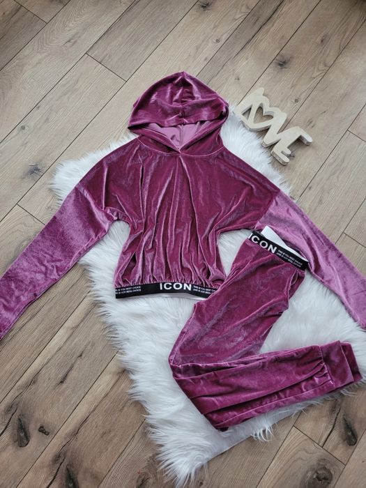 Dres welurowy komplet bluza dresy