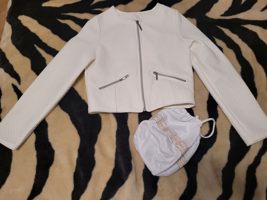 Alba komunijna dla dziewczyny Ok 140-145 cm+ buty + kurteczka