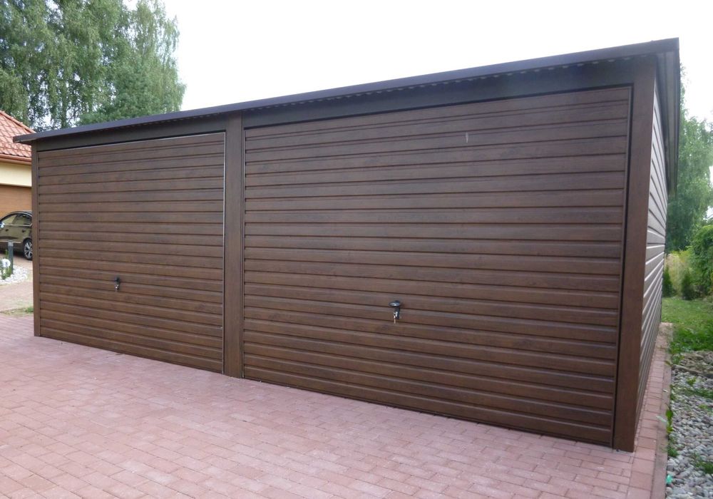 Garaż blaszany PREMIUM 6x5 drewnopodobny / RAL
