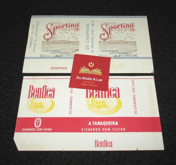 Embalagens Cigarros Sporting e Benfica Vintage Anos 60 Raro