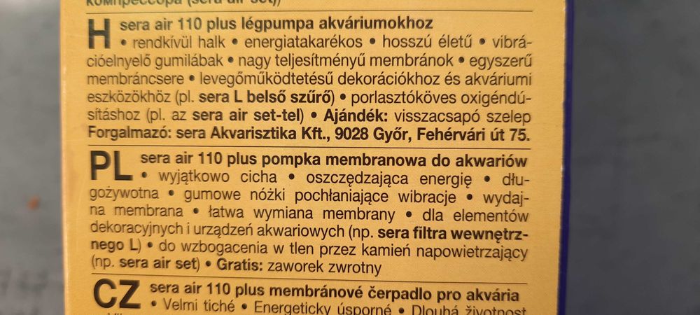 Pompka akwariowa SERA air 110 plus.