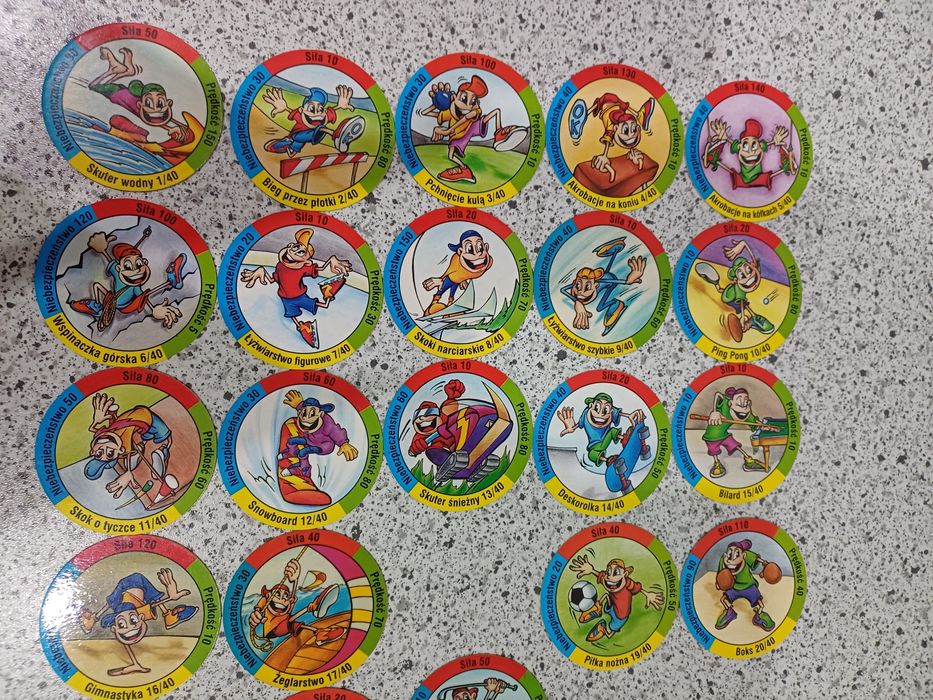 Żetony Sport snaker star foods Mr snacki karty tazo