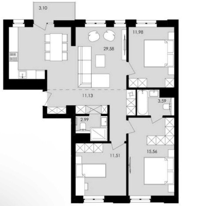 Продаж 3-кімнатної квартири 87,7 м2 2 поверх в ЖК Avalon Yard вул. Замарстинівська, 76 Львів, ближній центр - Більше
