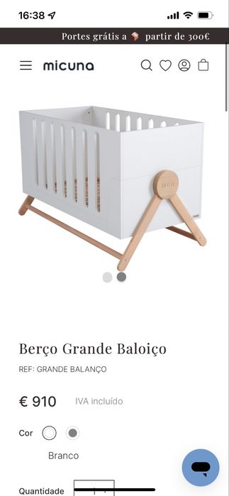 Cama Berço baloiço Swing Micuna com colchao incluido