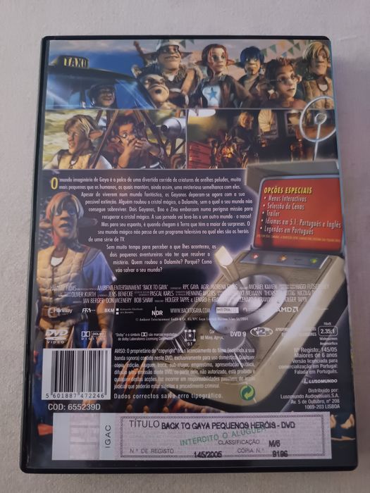DVD back to gaya pequenos heróis