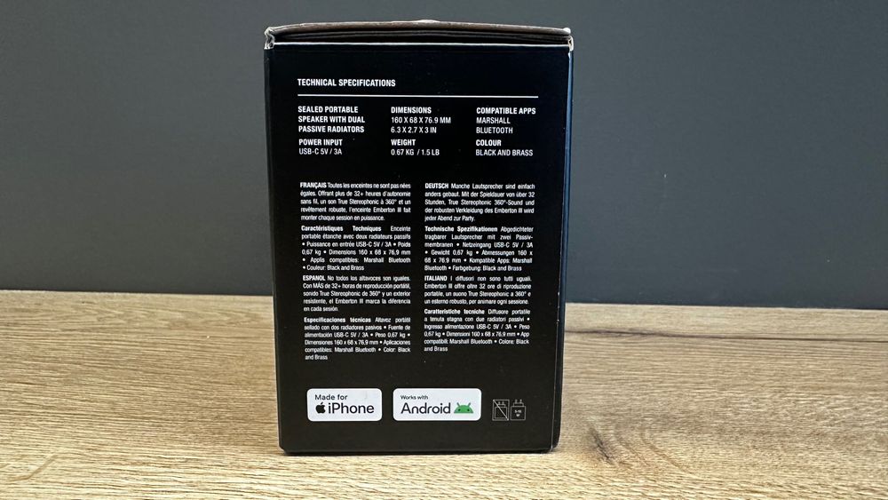 Колонка Marshall Emberton III Black and Brass (1006884). Оригинал!