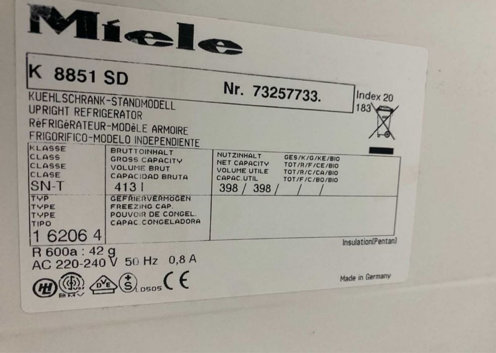 Холодильник морозильная камера Miele капельные