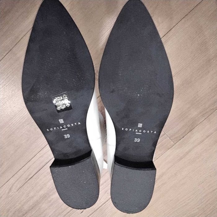 Botins Sofia Costa, branco verniz, 39