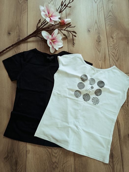 Czarny i biały t-shirt, rozm. L/XL