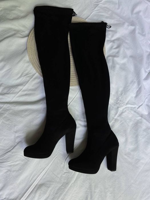 Замшеві чорні ботфорди OMG