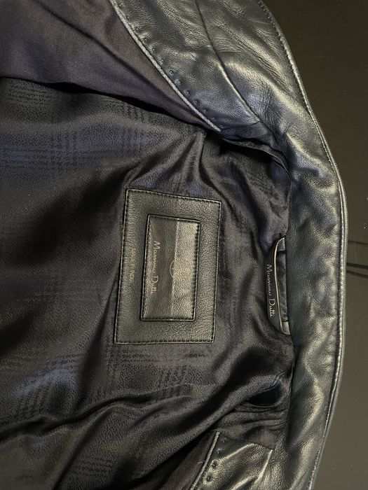 Casaco pele azul escuro Massimo Dutti