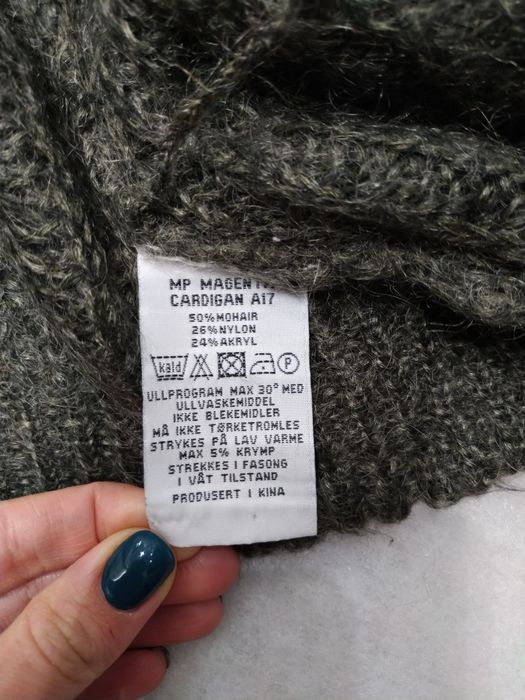 Kardigan damski, oversize, S, ciemna zieleń, Marie Philippe, moher