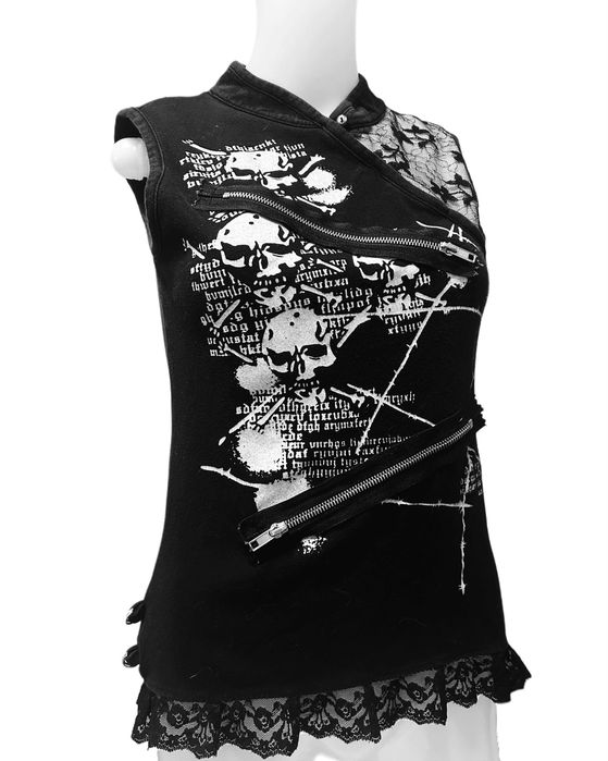 Czarny top z czaszką i zamkami Punk Republic