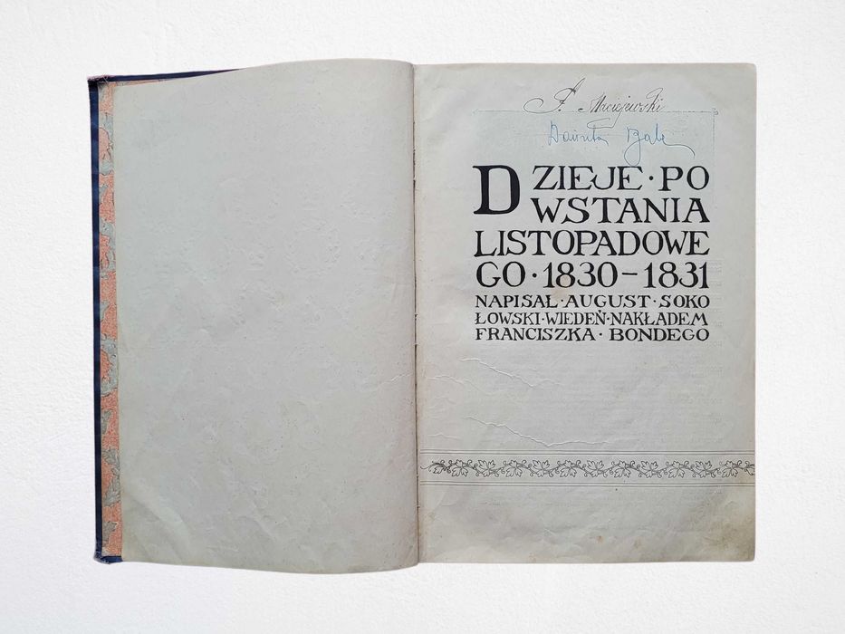 Dzieje Powstania Listopadowego 1830-31 Sokołowski | ANTYK ok. 1910