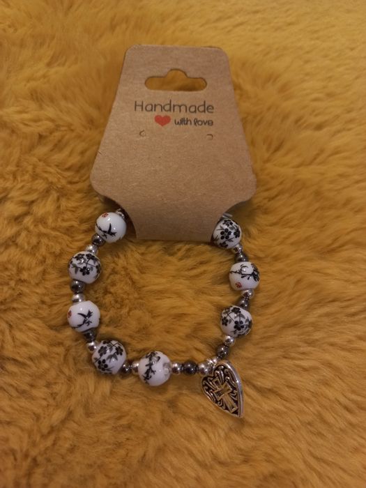 Bransoletka różaniec z koralików ceramicznych