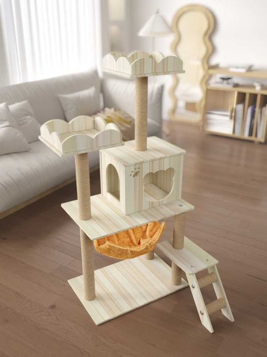 Кігтеточка-комплекс для кота з поличками та будиночком Y-5
