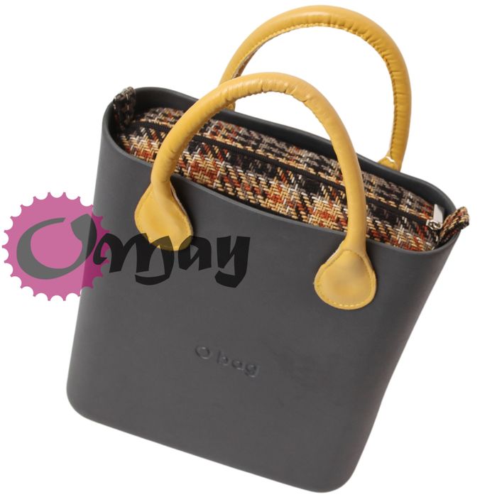 Czarny organizer do OBAG OCHIC plecionka musztarda 2 kieszenie OMAY