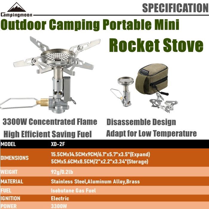 Газовий туристичний титановий пальник campingmoon XT-2F кемпінг риболовля полювання відпочинок готування туризм вітрозахист