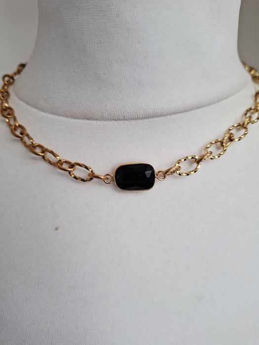 Naszyjnik handmade choker z naturalnych kamieni onyks