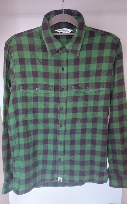BAPE Klasyczna Koszula Flanelowa – Zielona – Rozmiar M – Rzadka Edycja