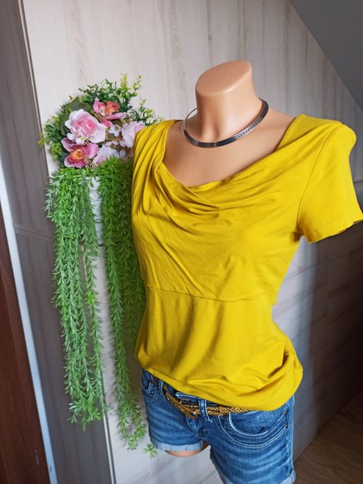 Sg Musztardowa bluzka damska 36 , S viscoza basic woda