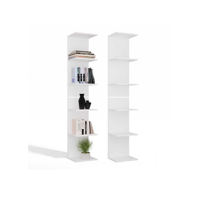 REGAŁ 6P Wysoki 180 Cm 6 Półek Na Książki Do Biura Salonu BIAŁY