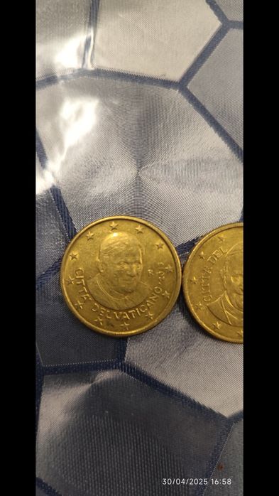Papa Francisco  e papa João Paulo Moedas de 0.50 cêntimos