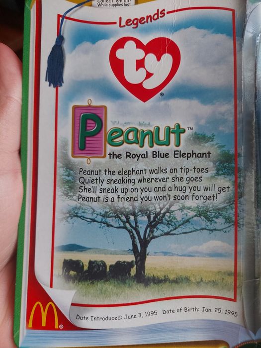 Ексклюзивна іграшка Legends Ty Peanut the Royal Blue Elephant 1995