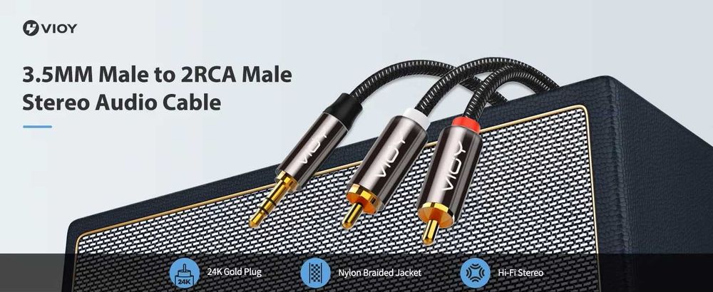 Kabel Przewód Audio Głośnikowy Aux 3,5 mm do 2RCA