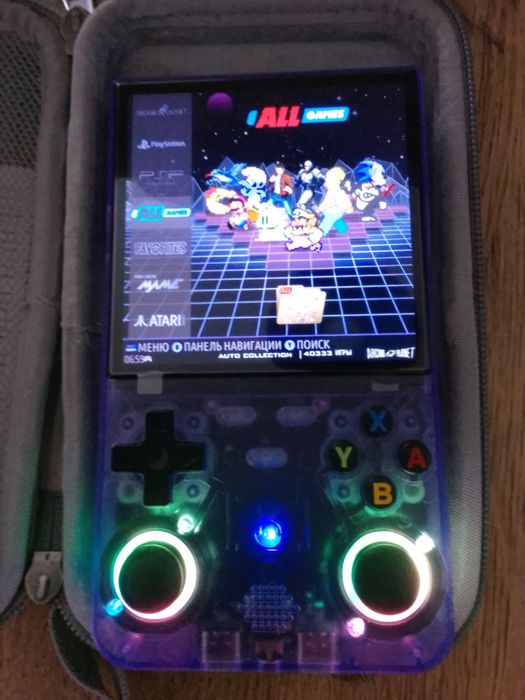 Портативна ігрова консоль Intex Data Frog R36 Ultra Retro Handheld Game Console 128Gb, Purple + чохол