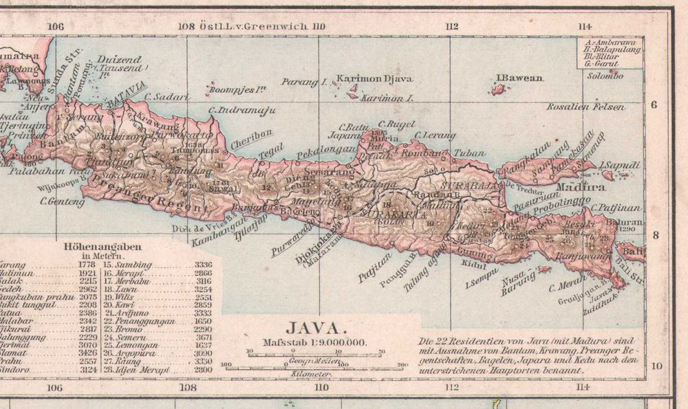 Indochiny Jawa Malaje Stara mapa 1886 r. oryginał