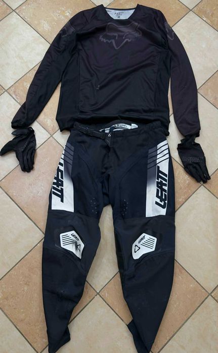 Komplet ubioru cross Spodnie LEATT/ Koszulka FOX 180/ Rękawiczki Raven