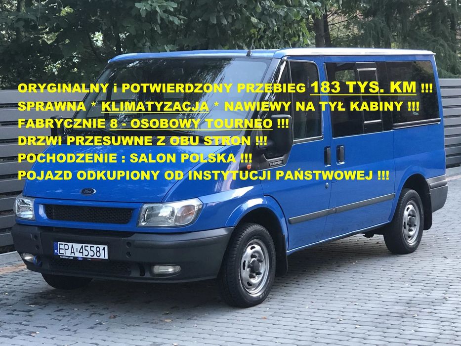Ford Transit Tourneo * 8-osób * Klima * SalonPL * Gwarancja przebiegu 183 tys. km !