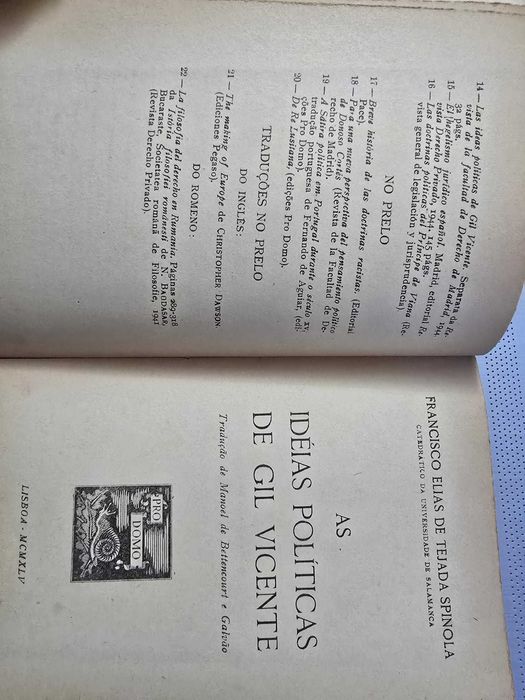 As Ideias Políticas de Gil Vicente – F. E. de Tejada Spínola