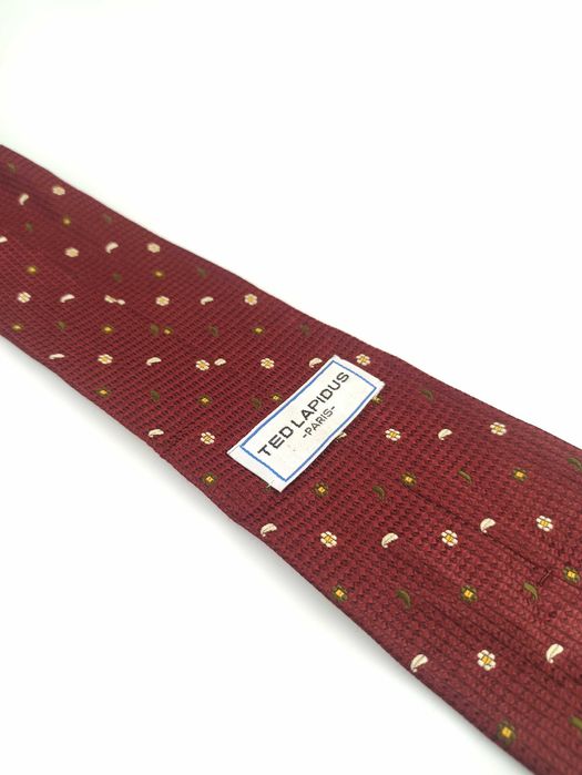 Ted Lapidus czerwony jedwabny krawat paisley bib121
