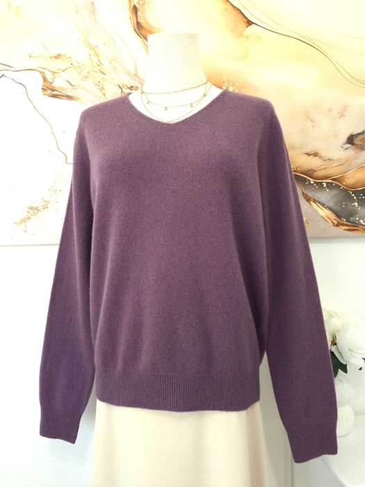 Damski Fioletowy Sweter Wełniany Merynos 100% Merino