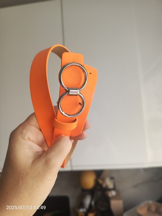 Nowy pasek neonowy 105 cm ekoskórka pomarańcz